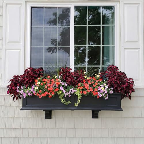 Mayne Fairview 48in Self-Watering Rectangular Window Box Planter, Black - color: Black, size: 48in