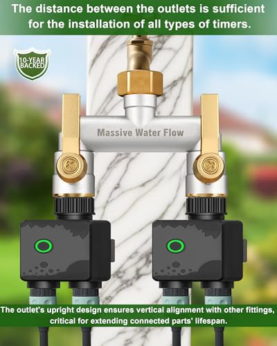 Hose Splitter 2 Way Heavy Duty, Full Flow Solid Brass Nickel Plated Garden Hose Splitter, Spigot Splitter Valve with Metal Handle, Outdoor Faucet Splitter, 3/4 - Inch Frost Resistant Hose Adapter - style: Nickel Plated 2 way