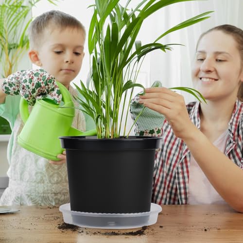 GREANER Plant Nursery Pots, 10 Inch Round Sturdy Garden Pots for Outdoor Indoor Plants, Plastic Black Seed Starting Container for Succulents, Seedlings(10PCS) - size: 10 Inch
