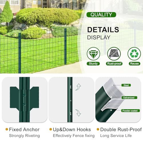 Green Metal Fence Post 3 feet, T Post for Garden Fence Wire Mesh, 15-Pack - color: Green, size: 3 FT- 15 PACK-GREEN