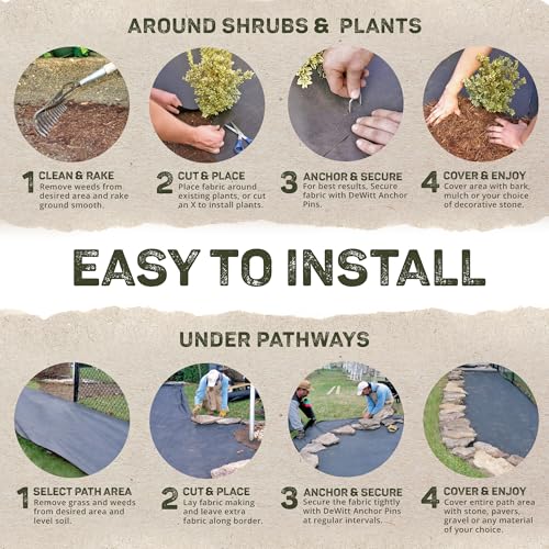 DeWitt Weed-Barrier Pro 3 oz Landscape Fabric, Black, 4 x 300 Feet – Heavy-Duty Weed Control and Ground Cover for Gardens, Beds, Mulch, Outdoor Landscaping, and Yard Areas