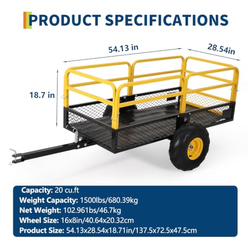 1500 Lb Tow-Behind Dump Garden Cart Trailer