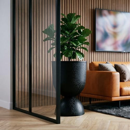 KOL Plastic Planters, Black Urn Planters 2 Pack, 18 Inch+23 Inch - color: Black, size: Bundle: 18"+23"