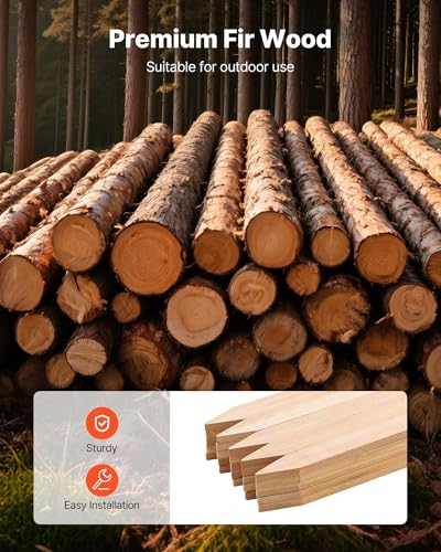 VEVOR Wooden Garden Stakes, 25 Pcs 36 x 0.5 x1.5 in Survey Grading Stakes, Garden Ground Stake with Sharp Point, Fir Wood Plant Support Stake, Sign Posts for Silt Fence Backyard Boundaries Baselines - style: 0.5 x 1.5 x 36in+25pcs