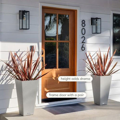 Veradek Pure Series Taper Planter - Tall Tapered Outdoor Planter with Shelf - color: Gray, size: 24 inch - 2 Pack