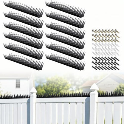 16ft Anti-Climb Spikes for Walls & Fences, 12-Pack, Black