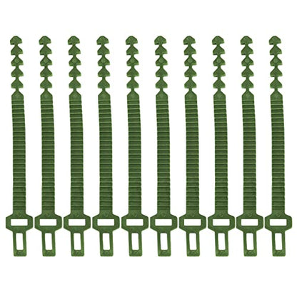GEZICHTA 10 PCS Tree Stake Support Bands, Heavy Duty Adjustable Interlock Tree Plant Ties, Reusable Garden Plants Shrub Ties 9.4 inch(Green), free size