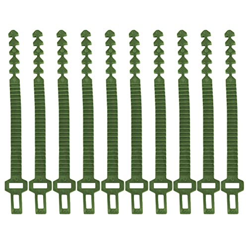 GEZICHTA 10 PCS Tree Stake Support Bands, Heavy Duty Adjustable Interlock Tree Plant Ties, Reusable Garden Plants Shrub Ties 9.4 inch(Green), free size