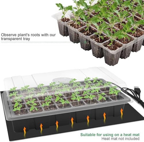 MIXC 5 Pack Seed Starter Tray, 200Cell Mini Propagator Greenhouse Grow Kit - color: Black, size: 40-Cell 5-Pack
