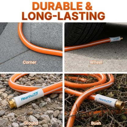 Short Garden Leader Hose - 5/8 Inch Lightweight All-Weather Water Hose - Durable And Flexible, Leakproof Connections, Kink Resistant - Rubber Garden Hose With 3/4" Fittings(6 ft) - size: 6 FT