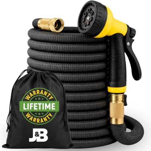 J&B XpandaHose 50ft Expandable Garden Hose, Lightweight, Brass Connectors - color: Black, size: 50ft