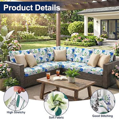 Smiry Waterproof Patio Cushion Covers, Stretch Outdoor Furniture Covers - color: Light Green, size: 14PCS