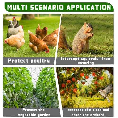 Black Bird Netting for Garden Protection Reusable Heavy Duty Garden Mesh Net Fruit Tree Netting Pest Barrier Bird Fence Protect Fruit Trees Vegetable with Ties and Staples (7' x 100')