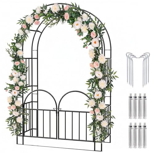 7FT Garden Arch Arbor Heavy Duty Metal Arbour Archway Garden Arch Trellis for Climbing Plants Outdoor