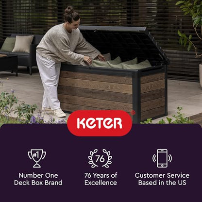 Keter City 30 Gal Outdoor Storage Box and Patio Side Table - color: Dark Grey