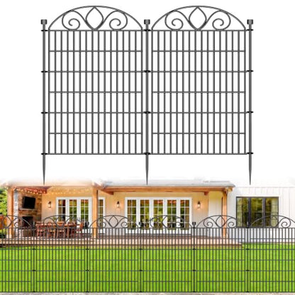No Dig Garden Fence Outdoor for Yard, 10 Panels - size: 44 in(H) X 23.6 ft(L)