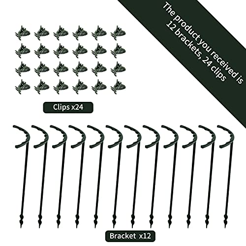 12 Pack Plant Support Stakes with 24 Pcs Clips, Half Round Ring Plastic Cage Holder Flower Pot Climbing Trellis for Small Vegetable,Indoor Plants