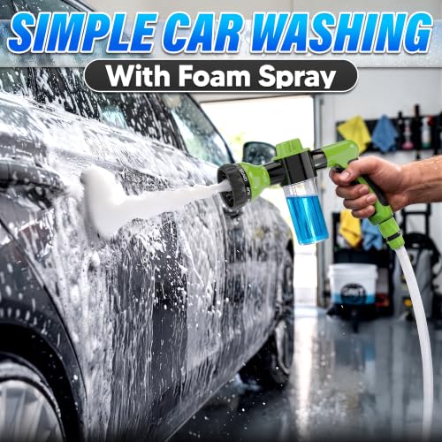 Soap Sprayer Hose Attachment, Car Wash Nozzle with Soap Dispenser - color: Black-Green