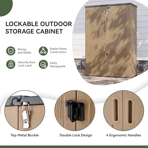 Aoxun Outdoor Storage Shed with Floor, 64 Cu.Ft Outdoor Storage Cabinet - size: 64 Cu.Ft w/No Shelves