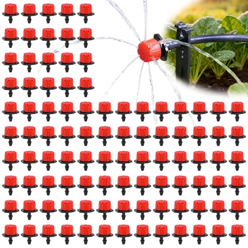 Kalolary 200PCS 1/4" Adjustable Drip Irrigation Emitters (Red, 8 Holes) - color: 200PCS Red 8 Holes
