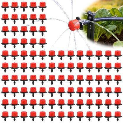 Kalolary 200PCS 1/4" Adjustable Drip Irrigation Emitters (Red, 8 Holes) - color: 200PCS Red 8 Holes