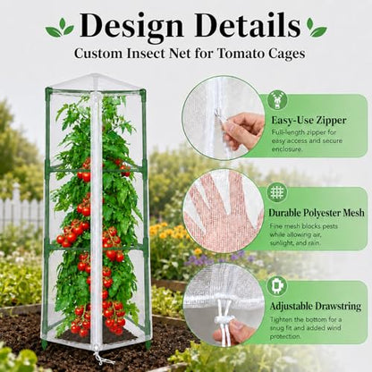 Halatool Garden Tomato Plant Cover Netting, Fits 40–55" Tomato Cages - size: 45 Inch