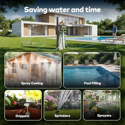Remote Control Water Timer,2 Zone Sprinkler Timer Brass Inlet for Garden Hose