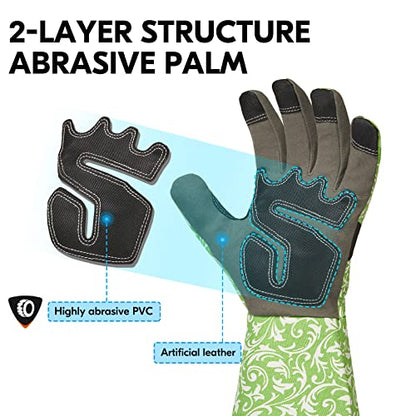 Vgo... 1 Pair Gardening Gloves Ladies,Safety Work Gloves,Long Sleeves Gauntlet,Puncture Proof,Touchscreen(Size L,Green,AL6608-FM) - color: 1 Pair - Green, size: Women's Large