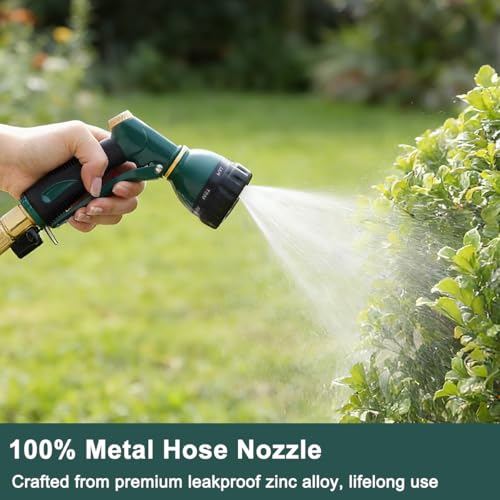 FANHAO 8 Spray Patterns Metal Garden Hose Nozzle with Hands-Free Lock - color: Green