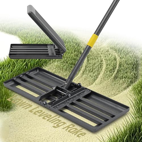 Lawn Leveling Rake 30”x10” Large Heavy Duty Metal Lawn Leveler with Long Adjustable Handle Proffesional Yard Leveling Rake for Soil Dirt Sand Compost Efficient Lawn Leveling Tool (Foldable 6FT) - style: Foldable 6FT