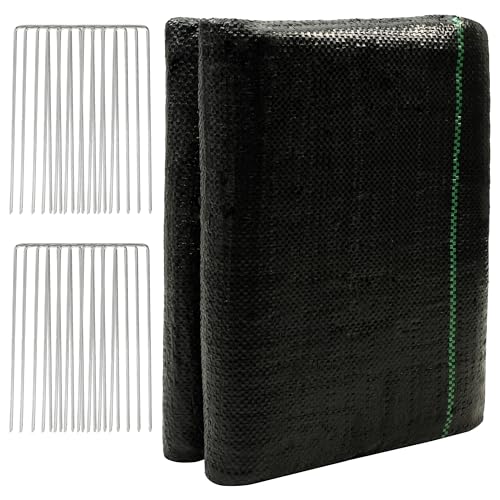 4x50 FT Weed Barrier Landscape Landscape Fabric with 20 U-Shaped Stakes,3.2oz Weed Barrier Fabric Heavy Duty for Garden Beds, Underlayment, Commercial Driveway - size: 4x50 FT
