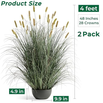 FloraFairy 4ft Onion Grass Set of 2, Large Size Artificial Cattail Reed - size: 4ft - 2pack