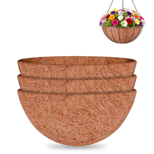 Halatool 3 Pack 16 Inch Coco Liners Replacement for Hanging Baskets - size: 16 in