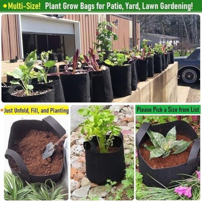 5-Pack 3 Gallon Thickened Nursery Bags Plant Grow Bags (10x8 in) Fabric Plant Pots Garden Bag for Flower Pot,Herbs Veggies Planter Bag,Garden Pots,Barrel Planters,Plant Container with Gardening Gloves - size: 3 Gallon (10x8 inches)