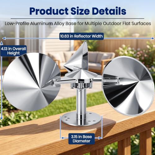 2 Pack Short Reflective Bird Deterrent Spinners with Upgraded Metal Base