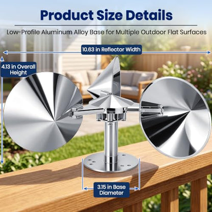 2 Pack Short Reflective Bird Deterrent Spinners with Upgraded Metal Base