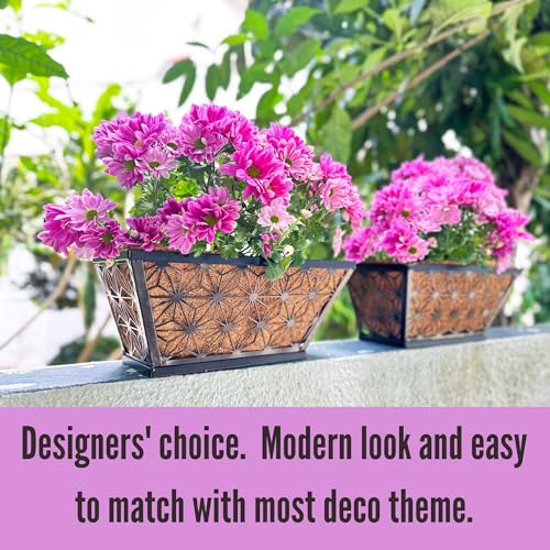LaLaGreen Black Wall Planter (12 in, 4 Pack) Window Flower Box Holder - size: 12" (30cm) x 4 pack