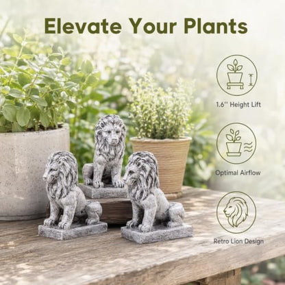 3 Pack Lion Pot Feet Planter Risers 1.6 Inch Resin Flower Pot Stands