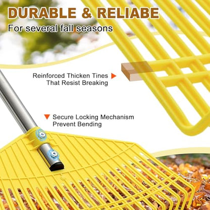 Leaf Rake - 16.5" Wide Nylon Plastic Head,65" Adjustable Handle,Heavy Duty for Leaves,Grass,Pine Needle,Mulch, Small Debris,Lawn-Friendly Tines,Lightweight for Women,Seniors & Kids - style: 65"