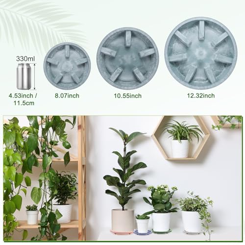 M METERXITY 2-Pack Plant Saucer, 10.04 Inch/25.5 cm Plastic Plant Trays Thicker for Pots/Indoor/Outdoor/Water Drainage and Protection, Flowerpot Drip Tray [Blue Veins] - color: Blue Veins