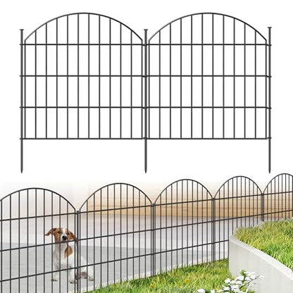 Metal Garden Fence 28 in x 11.7 ft, Dog Fence Outdoor for Yard - size: 28"Hx11.7ft (5 panels)