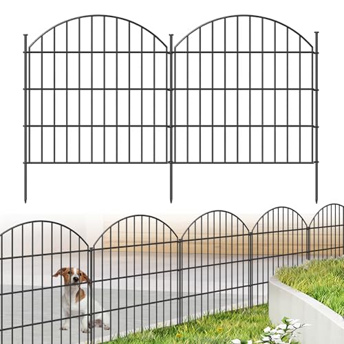 Metal Garden Fence 28 in x 11.7 ft, Dog Fence Outdoor for Yard - size: 28"Hx11.7ft (5 panels)