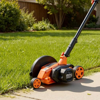 VEVOR Lawn Edger, 8-inch Blade Length, 12 Amp Electric Edger Lawn Tool, 4000 RPM, with 3-Position Blade Depth, 65 Mn, Pivoting Handle, Dual Wheels, for Lawns, Driveways, Yards, and Sidewalk Edges - size: 8 inches