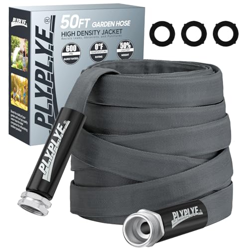 Garden Hose 50ft, Ultra-Light & Flexible Water Hose, Non-Shrinking, Easy to Store, Drinking Water Safe Material, All-weather, Gray