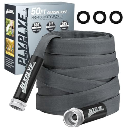 Garden Hose 50ft, Ultra-Light & Flexible Water Hose, Non-Shrinking, Easy to Store, Drinking Water Safe Material, All-weather, Gray