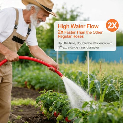 SPECILITE 1" x 75FT Hot/Cold Rubber Garden Water Hose, -50℉-190℉, Red - color: 1"ID Red, size: 75ft