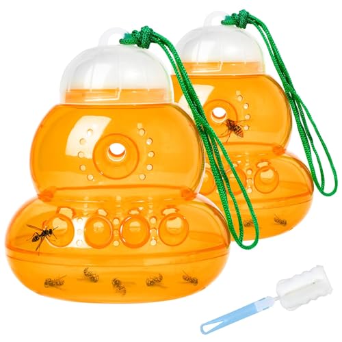 2 Pack Reusable Wasp Traps Outdoor Hanging - color: orange