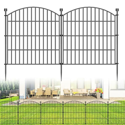 10 Panel No Dig Decorative Garden Fence 24" H x 20'L Outdoor Dog Barrier - size: 24 in(H) X 20 ft(L)