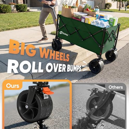 Sekey 250L Beach Wagon, 400 lb Capacity, Foldable, All-Terrain Wheels - color: Dark Green