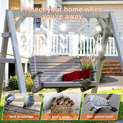 Reflective Bird Scare Discs Set, 24 PCS Large Double-Sided Bird Scare Device for Outside, Bird Reflectors to Keep Birds, Woodpeckers, Pigeons Away from House, Outdoor Garden, Patio and Yard - color: Off-White